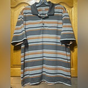 Columbia Omni-Shade Men's Golf Polo Shirt with Gray/White/Orange Stripes XL EUC